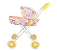 Mikinona Doll Stroller for Realistic Folding Pram with Friendly Handle Lightweight Portable Dollhouse Accessory with Generous Storage for Pretend Play