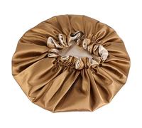 Mikinona Double-Layer Satin Shower Cap for Women Reusable Bathing Cap Ear Flaps Smooth Hair Protection Sleeping