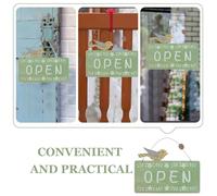 Mikinona Double Sided Wooden Open Closed Door Hanging Sign for Business with Communication and Sturdy Rustic Green Design Suitable for Indoor and Outdoor Use