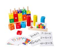 Mikinona Early Educational Math Learning Wood Blocks Lightweight Arithmetic Teaching Aid for Numbers Symbols for Preschool Intelligence Development Compact Wooden Building Blocks