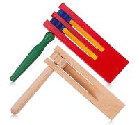 Mikinona Educational Hand Percussion Castanet Toys 2pcs Wooden Ratchet Noise Maker for Boys and Girls Party