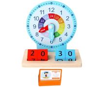 Mikinona Educational Wooden Clock Portable Learning Clock Model with Smooth Edges Bright Colors for Cognitive Development and Recognition Safe Sturdy Material