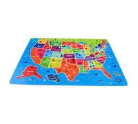 Mikinona Educational Wooden Usa Map Puzzle for Dual-learning Geography Jigsaw Spatial Awareness for Boys and Classroom US Map Puzzle with English Labels Cognitive Skill Builder