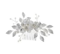 Mikinona Elegant Alloy Flower and Leaf Comb Bridal Hair Vine Rhinestone Side Comb for Wedding Hair