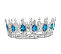 Mikinona Elegant Bride Crown with Unique Design Wedding Headdress Accessories for Women Charming Headwear for Special Occasions Silver and Lake Blue Color present for Female Friends