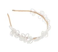 Mikinona Elegant Faux Pearl Bridal Headband with Beaded Floral Design for Wedding Brides Comfortable Princess Hairpiece with Imitation Pearls and Rhinestones Stylish Wedding Accessories for