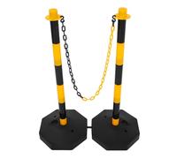 Mikinona Expandable Plastic Traffic Post with Weighted Fillable Base and Reflective Bands for Road Construction Parking Management and Event Safety Barriers