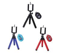 Mikinona Extendable Selfie Stick Tripod Wireless Remote Phone Holder, Universal Mobile Phone Tripod Stand for Travel and Vlogging, Black Sponge Octopus Design