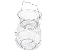 Mikinona Foldable Stainless Steel Fishing Mesh Basket Capacity Fish Locating Net Metal Mesh Cage with Handle for Easy Carry and Portable Storage