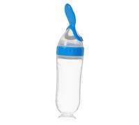 Mikinona Food Squeeze Spoon Feeder Soft Silicone Feeding Bottle with Tip Base for Easy Weaning for Introducing Solid Foods