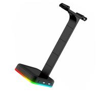 Mikinona Gaming Headset Display Stand Black Dual USB Hub Lighting Adjustable for Headphone Bracket Desk Headset Rack for Headphones