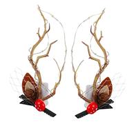 Mikinona Glowing Antler Hair Clip Christmas Decor Elk Horn Hairpins for Women Party Reindeer Costume