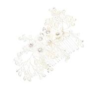 Mikinona Gorgeous Flower Hair Comb Pearls and Rhinestones for Brides Elegant Wedding Hair Accessories Lightweight Decorative Headdress for Women and Girls for Special Occasions