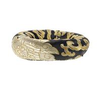 Mikinona Handcrafted Embroidered Cotton Singing Bowl Cushion Pad Round Sound Bowl Holder Mat 12cm Diameter Black Buddhist Meditation Base for Yoga and Mindfulness