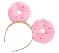 Mikinona Headband Design Material and for Festival Unique Sponge Lint Pink Doughnut Reusable Versatile Styling Hair Accessory with Halloween for Women Masquerade Parties