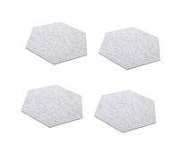 Mikinona Hexagon Soundproofing Mats 4pcs Felt Acoustic Panels Silver Grey Self-adhesive Sound Absorbing Wall Pads for Home Office Noise Insulation