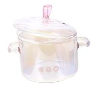 Mikinona High Borosilicate Instant Noodles Pot Transparent Double Handle Ramen Cooker with Fast Heating for Open Flame and Stove Smooth Edge Soup Cooking Pot for Pasta Eggs Stew