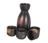 Mikinona Japanese Ceramic Sake Set with Tokkuri Pot and Cups Heat-retaining Traditional Saki Drinkware for Hot Cold Sake Clean Wine Set for Home and Restaurant Use