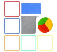 Mikinona Jumping Set for Indoor Fitness Training, 38cm Square Ring Set with 10 Plastic Hoops, 12 Cards, Carry Bag and Sandbag - ’s Sensory Outdoor Garden Game