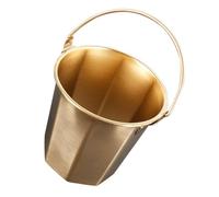 Mikinona Large Capacity Stainless Steel Bucket Handle Water Storage Container with Smooth Rim and Extra-Heavy Bottom for Outdoor Camping 1.7L Golden