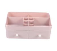 Mikinona Large Pink Makeup Organizer Box with Dual for Vanity Bedroom Bathroom Multi-compartment Cosmetics Storage Station for Lipsticks Perfumes Brushes and Accessories