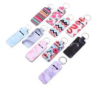 Mikinona Lip Balm Holder Neoprene Keychain, 10pcs Small Square Lipstick Sleeves with Ring for Backpack or Gym Bag, Clip-On for Women