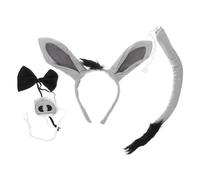 Mikinona Little Donkey Headband Donkey Costume Ear Hairband Halloween Hair Clips Animal Brown Party Fluffy Carnival Grey