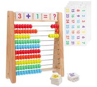 Mikinona Math Abacus Wood Counting Frame with Cards Educational Learning for Preschoolers Early Arithmetic Development