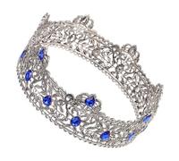 Mikinona Men's Gothic Rhinestone Crown Tiara Lightweight Wedding Tiaras for Birthday Party and Halloween Hair Accessories European Style King Crowns with Sparkling Blue Stones