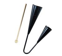 Mikinona Metal Agogo Bell Instrument for Boy Girl Percussion Toy with Wooden Stick Traditional Musical for Early Education and Fun Activities Black