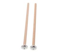 Mikinona Metal Percussion Stick Hammer Oval Flat Head Metal and Wood Construction Versatile Application Beige Colour for Personal Practice and Live Performances