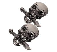 Mikinona Metal Skull Skeleton Badge Car Emblem Sticker with Sword Design Exterior Decor for Cars Motorcycles Trucks Suvs Easy to Install Conceals Scratches and Enhances Vehicle Appearance