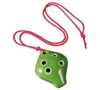 Mikinona Mini Ceramic Ocarina 6 Holes Small Wind Instrument with Short Mouth, Lanyard and Music Sheet, Portable Green Miniature Ocarina for Beginners and Travel Use