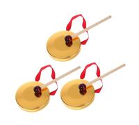 Mikinona Mini Copper Plated Chinese Gong Well-designed and Safe 3 Sets with Mallet Handheld Percussion Instrument for Children Home Decoration and Collection
