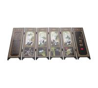 Mikinona Mini Folding Screen Panel with Antique Lacquerware Panda Design, 6-Panel Wooden Room Divider for Home Office Desktop Decoration and Privacy Partition