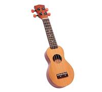 Mikinona Mini Pocket Ukulele with Fingerboard, Wooden 4-string Travel Instrument Bridge and Sound Hole, Traditional Shape, Introduction to Music, Full-bodied Sound, for Boys and Girls