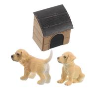 Mikinona Miniature Dog House Playset with Realistic Puppy Figurines DIY Terrarium and Dollhouse Pet Decorations Includes Multiple Accessories for Fairy Garden Scenes