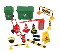 Mikinona Miniature Traffic Road Sign Toys Set with 15 Assorted Colour Plastic Barriers and Cones for Children, Lightweight and Easy to Store Teaching Tool for Learning and Playing