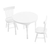 Mikinona Miniature White Round Table for Dollhouse Sturdy Birch Wood Miniature Furniture with Intricate Detailing for Dollhouse and Mini Landscape Decoration and Realistic Scale Accessories
