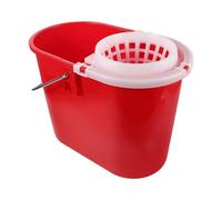 Mikinona Mop Bucket with Handle - Commercial Mopping Barrel with Side Press Mesh for Round Accessory - Washing Supplies for Hotel Housekeeping Floor Cleaning (Red)
