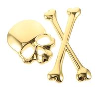 Mikinona Motorbike Pirate Stickers 2pcs Gold Car Badge Skull Car 3d Skull Custom Badge Skull Badge Demon Skull Small Pirate Skull Logo Skull Decal Skull Stickers Skull and Crossbones Skeleton Golden