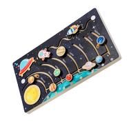 Mikinona Movable Solar System Wooden Puzzle for Preschool Learning Stem Educational Space Planets Board Game Enhances Creativity Logic and Color Recognition
