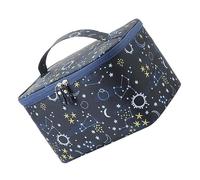 Mikinona Multi-Function Large Capacity Dustproof Travel Toiletry Bag with Zodiac Star Pattern, Compact Cosmetic Organizing Makeup Case for Women Portable Bath Storage