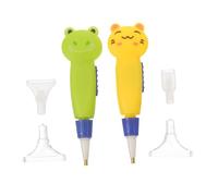 Mikinona Nail Art Dotting Pen Set 4 Luminous Point Drill Tips Diy Manicure Tool for Precision Nail Painting 2pcs Cartoon Frog and Cat Design and Home Use