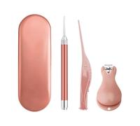 Mikinona Nail Clipper Set 3pcs Rose Gold Stainless Steel Manicure Kit with Nail Trimmer and Ear Cleaner for and Hygiene Care