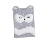 Mikinona Plush Snowflake Fox Notebook for Fluffy Cartoon Diary with Lined Pages Soft Writing Journal for Students Travelers Teachers Stylish Daily Organizer