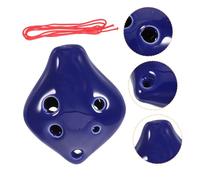 Mikinona Portable 6-hole Ceramic Ocarina in C Key with Short Mouthpiece, Mini Blue Glaze Wind Instrument for Boys and Girls and Adults, Includes Sheet Music and Neck Strap