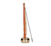 Mikinona Portable Buddhist Copper Yin Qing Percussion Instrument with Wooden Handle Loud Clear Sound for Meditation Temple Home Office Use Traditional Buddhism Musical Instrument