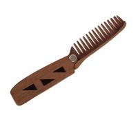 Mikinona Portable Folding Beard Comb with PU Protective Case Engraved Wooden Grooming Tool for Men Women Durable Wide Tooth Design for Travel Everyday Use