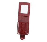 Mikinona Portable Lipstick Case with Mirror Mini Pu Alligator Print Makeup Bag for Travel Gym and Outdoor Use Versatile Cosmetic Pouch for Cash and Credit Cards Red